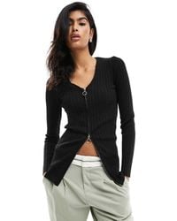 Pimkie - Top Con Cuello De Pico Y Detalle De Cremallera De Punto De - Lyst