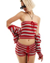 Motel - Bold Stripe Micro Knitted Shorts - Lyst