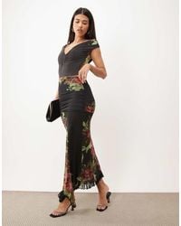 ASOS - Co-Ord Printed Mesh Asymmetric Midi Skirt - Lyst