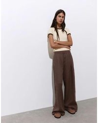 Pull&Bear - Linen Trousers With Pleats - Lyst