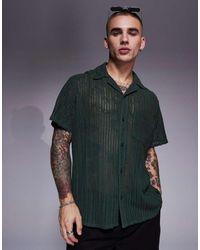 South Beach - Camicia Da Mare Oliva A Maniche Corte All'Uncinetto - Lyst