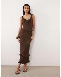 Miss Selfridge - Frill Detailing Crochet Midaxi Dress - Lyst