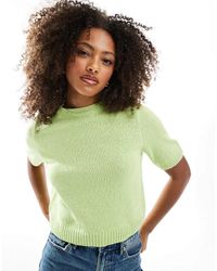ASOS - Gebreide Bouclé Top Met Halve Mouwen - Lyst