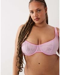ASOS - Asos Design Curve Marley Sheer Mesh High Apex Balcony Underwire Bra With Picot Trim - Lyst