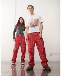 Reclaimed (vintage) - Unisex Check Print Barrel Leg Trouser - Lyst
