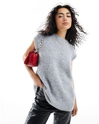 ASOS - Knitted Oversized Tank Top With Crew Neck - Lyst