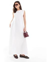 ASOS - Poplin Pleat Back Trapeze Maxi Dress - Lyst