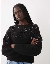 Miss Selfridge - Embellished Floral Beaded Jumper - Lyst