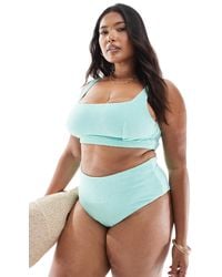 ASOS - Asos Design Curve Charlene Textured High Leg High Waist Bikini Bottom - Lyst