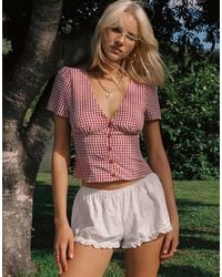 Princess Polly - Rhubarb Cotton Rich Frill Lace Edge Micro Shorts - Lyst