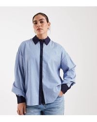 ASOS - Asos Design Curve Tipped Contrast Shirt Co-Ord - Lyst