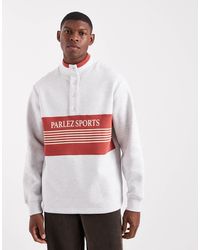 Parlez - 1/4 Button Logo Colour Block Sweatshirt - Lyst