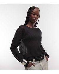 Weekday - Slash Neck Sheer Knit Top With Front Seam Detail - Lyst