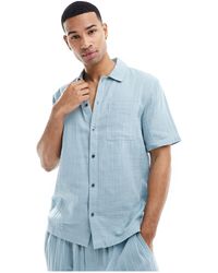Calvin Klein - Pure - camicia pigiama azzurro testurizzato - Lyst