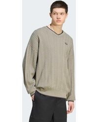 adidas Originals - Cable Knit Crewneck Sweatshirt - Lyst