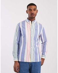 Tommy Hilfiger - Camisa Oxford A Rayas Azules Y Verdes De -Blanco - Lyst