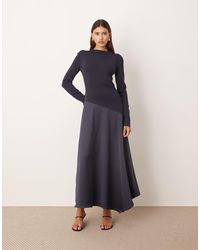 ARRANGE - Hybrid Knit Maxi Dress With Asymmetric Skirt - Lyst