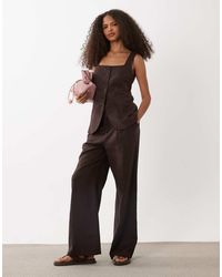 New Look - Co-Ord Linen Rich Tailored Wide Leg Trousers - Lyst