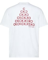 Calvin Klein - Camiseta Blanca Y Roja Con Estampado Gráfico Abstracto Del Logo De -Blanco - Lyst