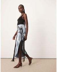 ARRANGE - – asymmetrischer midirock mit linienförmigen fransen und blumenprint - Lyst