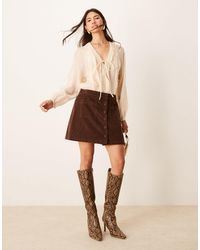 Nobody's Child - Lyon Cord Mini Skirt With Button Front - Lyst