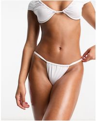 Miss Selfridge - Slip bikini sgambati bianchi - Lyst