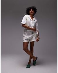 TOPSHOP - Co Ord Cotton Doodle Embroidery Pull On Shorts - Lyst