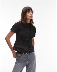 Collusion - Ruched Short Sleeve Fitted Poplin Shirt - Lyst