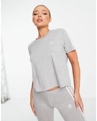 adidas Originals - Adidas - Sportswear Essential - Cropped T-shirt Met 3-stripes - Lyst