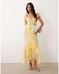 ASOS - Frill Sleeve Maxi Dress With Fishtail Hem - Lyst