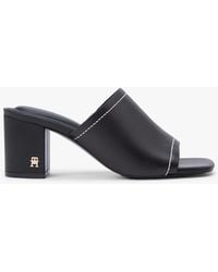 Tommy Hilfiger - Blockabsatz-Lederpantolette Mit Th-Monogramm - Lyst