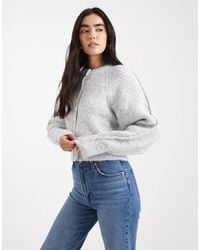 ASOS - Crew Neck Cardigan With Stitch Detail - Lyst