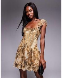 ASOS - Frill Mini Dress With Corset Drop Waist Detail - Lyst