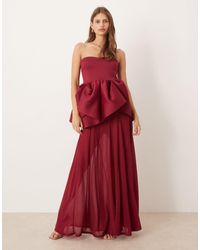 ASOS - Vestido Largo Con Escote Palabra De Honor Y Falda Traslúcida De Tejido Efecto Neopreno Premium De - Lyst