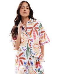 ASOS - Oversized Short Sleeve Linen Shirt Co-ord - Lyst