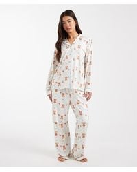 Threadbare - Button Down Super Soft Pajama Set With Bear Print - Lyst