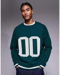 ASOS - Oversized Knitted Textured Jumper With 00 Graphic - Lyst