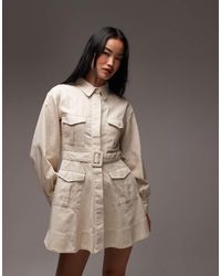 ASOS - Utility Shirt Mini Dress With Belt - Lyst