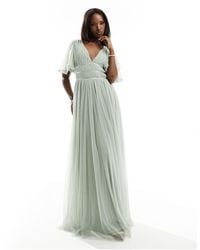 Beauut - Bridesmaid Tulle Maxi Dress With Flutter Sleeve - Lyst
