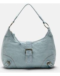 Pull&Bear - Denim Shoulder Bag With Buckles - Lyst