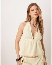 ASOS - – callie – strand-oberteil aus grob gewebter baumwolle mit fransen und neckholder - Lyst