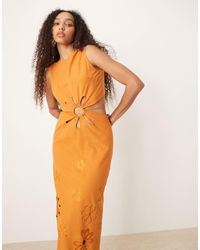 sachin and babi light blue dress ASOS Embroidered Floral Maxi Dress in Natural main image 1