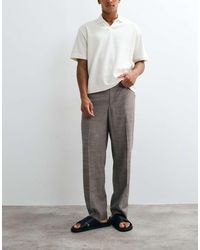 Mango - Linen Blend Tapered Trousers With Belted Deatail - Lyst