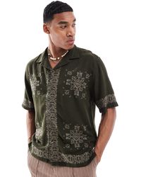 Abercrombie & Fitch - Embroidered Border Pattern Short Sleeve Shirt Relaxed Fit - Lyst
