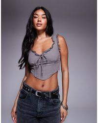 Princess Polly - Scarlett Tie-front Frill Trim Corset Top - Lyst