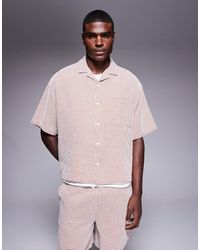 ASOS - Camicia Oversize Squadrata E Bianca Lavorata A Nido D'Ape Con Rever - Lyst