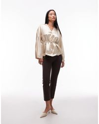 ARKET - Pantaloni Elasticizzati Slim Marroni Con Cuciture Sul Davanti - Lyst