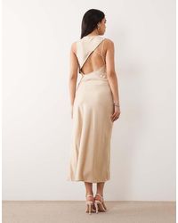 ONLY - Asymmetric Back Detail Cowl Neck Midi Dress - Lyst