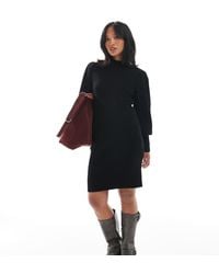 Only Petite - High Neck Puff Sleeve Mini Jumper Dress - Lyst
