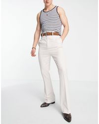 ASOS - Pantaloni eleganti skinny a vita alta e a zampa color écru - Lyst